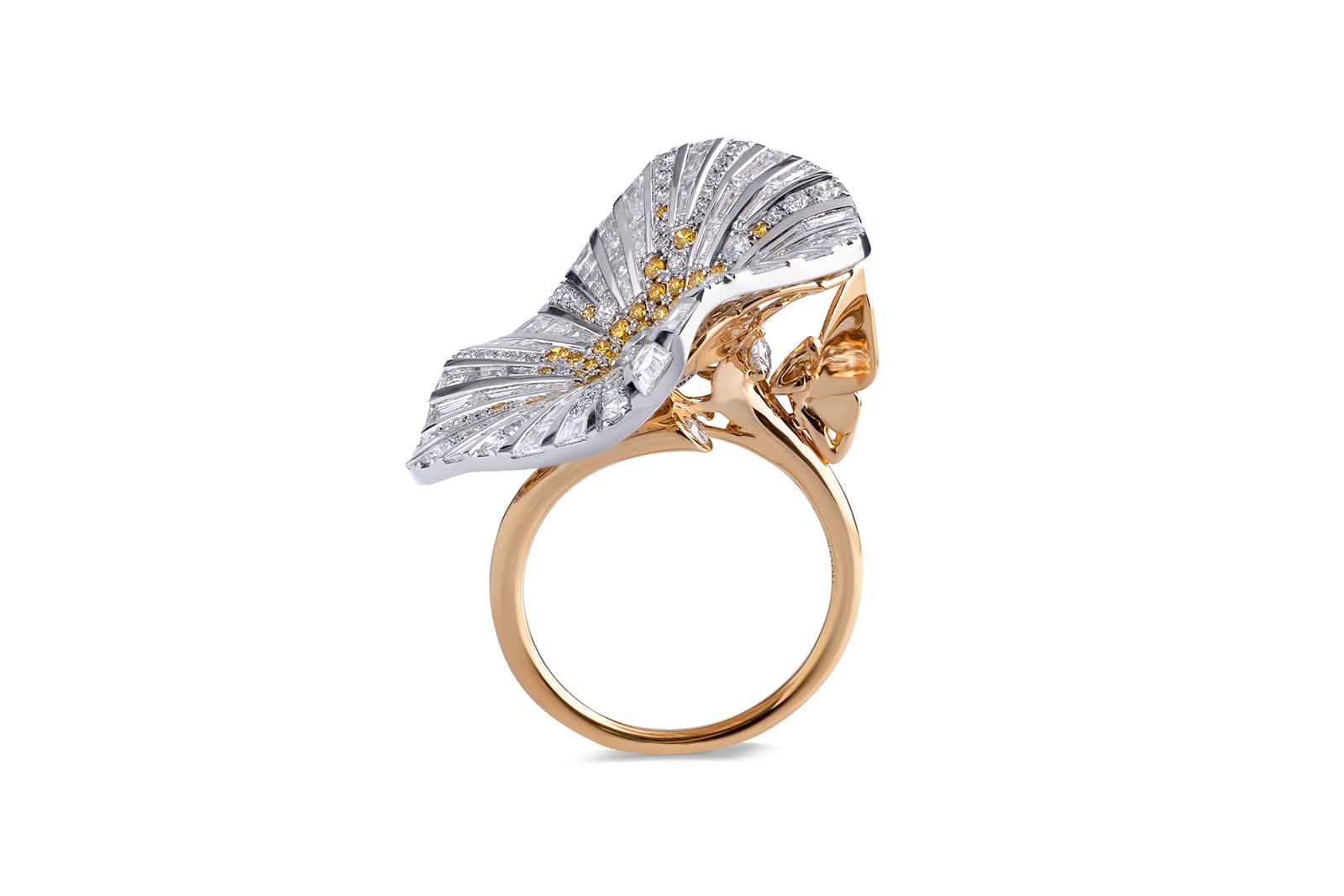  Stenzhorn 'Belle' collection ring with colourless and yellow diamonds in 18k white and yellow gold