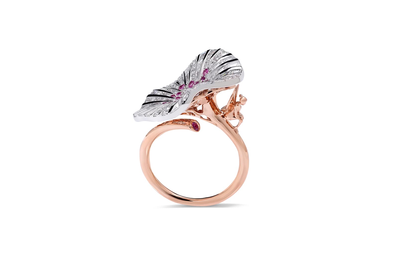   Stenzhorn 'Belle' collection ring with colourless diamonds and pink sapphires in 18k white and rose gold