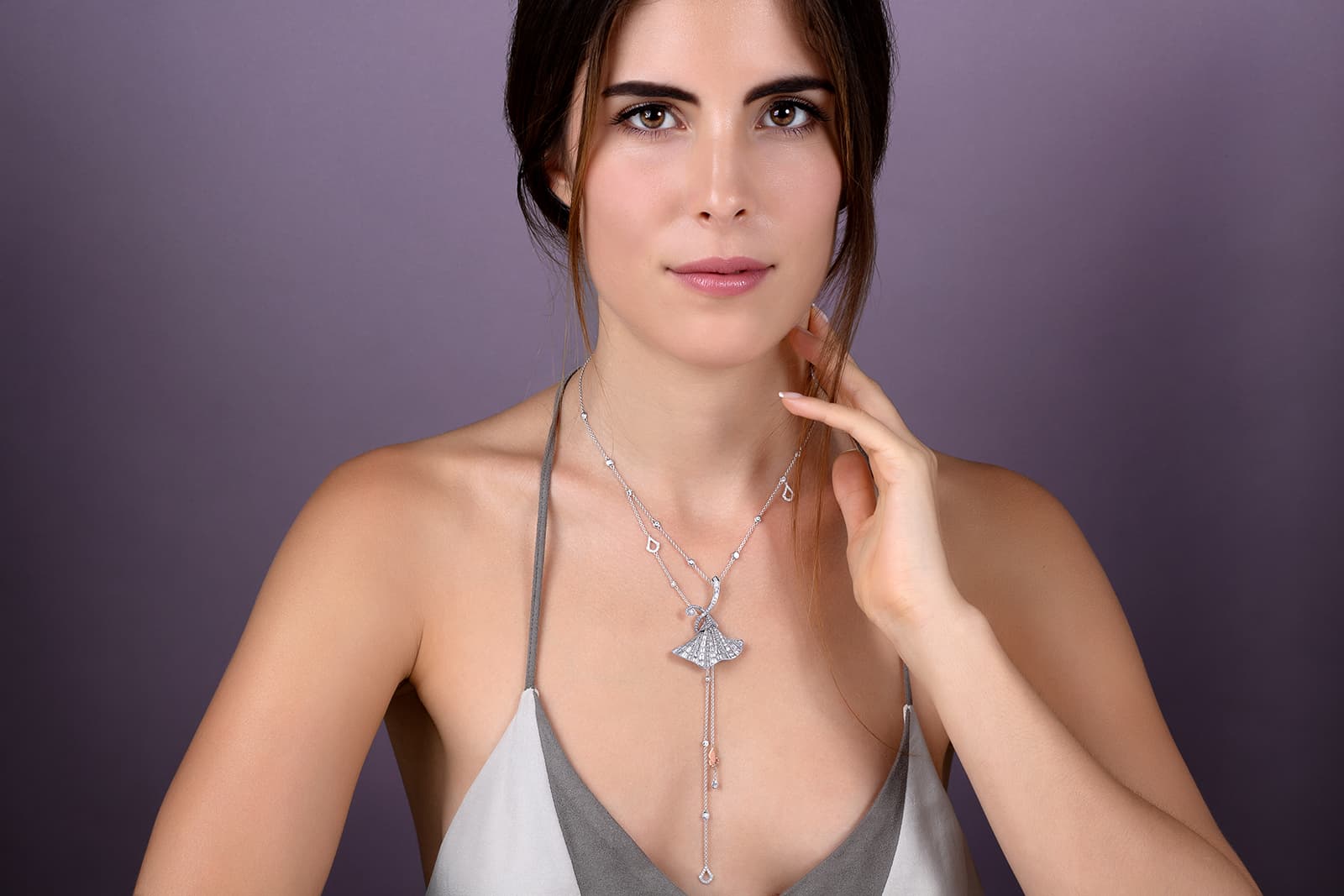 Stenzhorn 'Belle' collection sautoir with diamonds in 18k white and rose gold