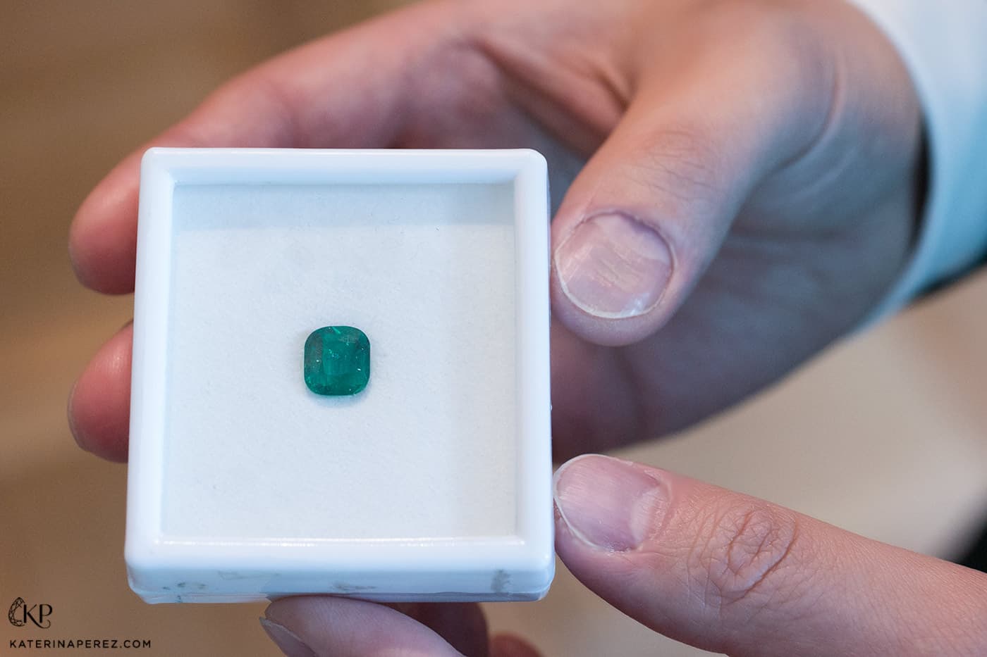  An emerald being examined at Gübelin Academy