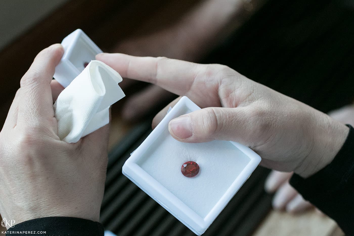  A ruby being examined at Gübelin Academy