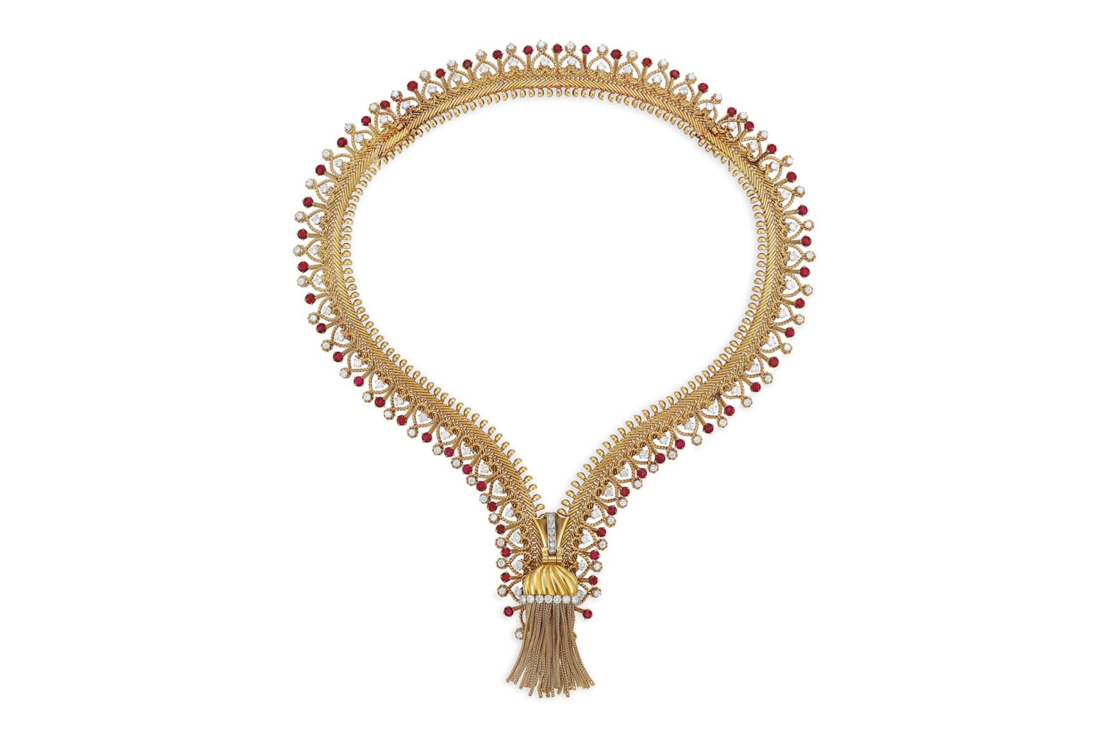 The 'Zip' necklace by Van Cleef&Arpels, crafted in gold, rubies and diamonds