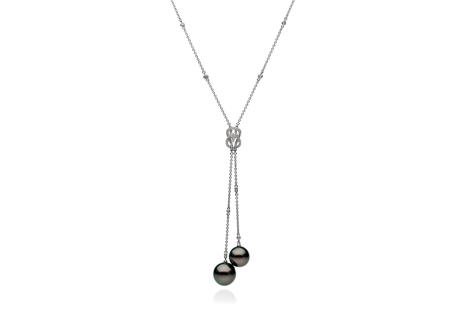  Autore sautoir with Tahitian pearls and diamonds in 18k white gold
