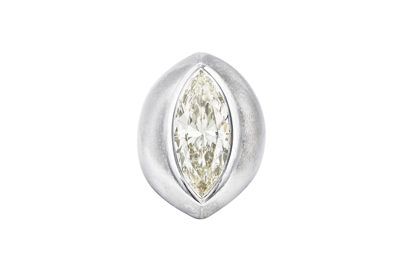  1950s Belperron ring with marquise cut diamond in platinum