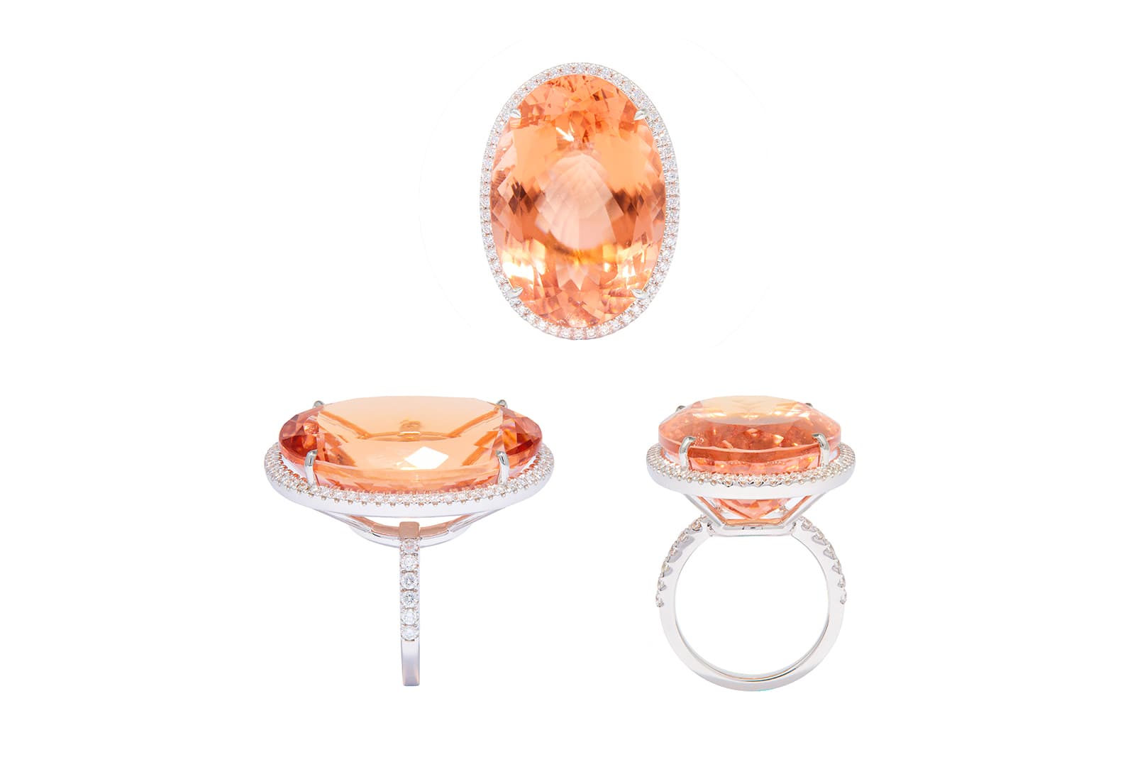  MaximiliaN London ring with oval cut morganite and diamonds