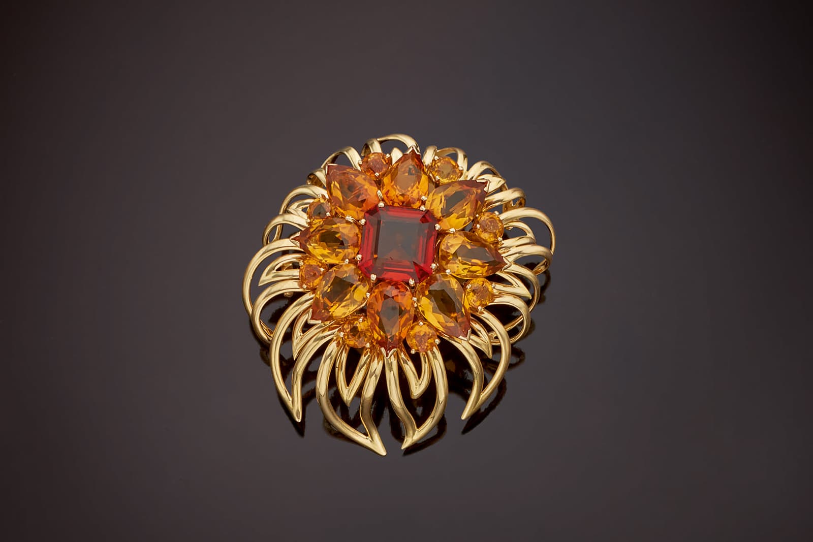  Cartier chrysanthemum brooch with citrine in gold