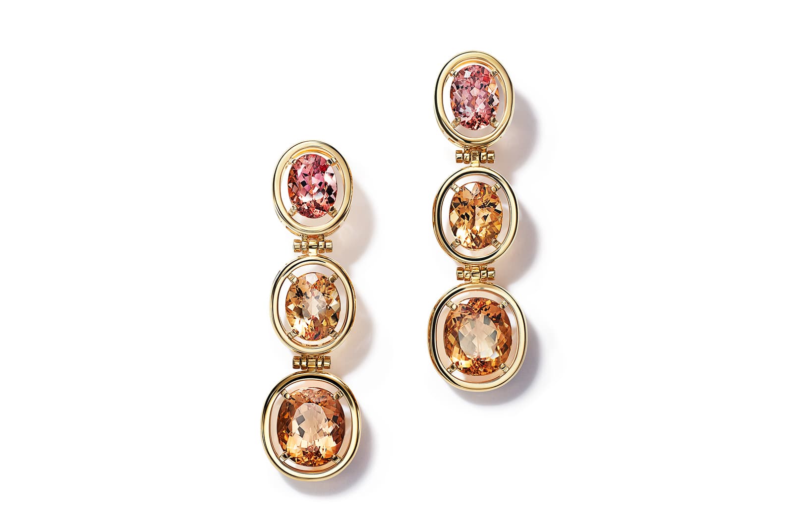  'Blue Book' collection earrings with Imperial topaz in 18k yellow gold 