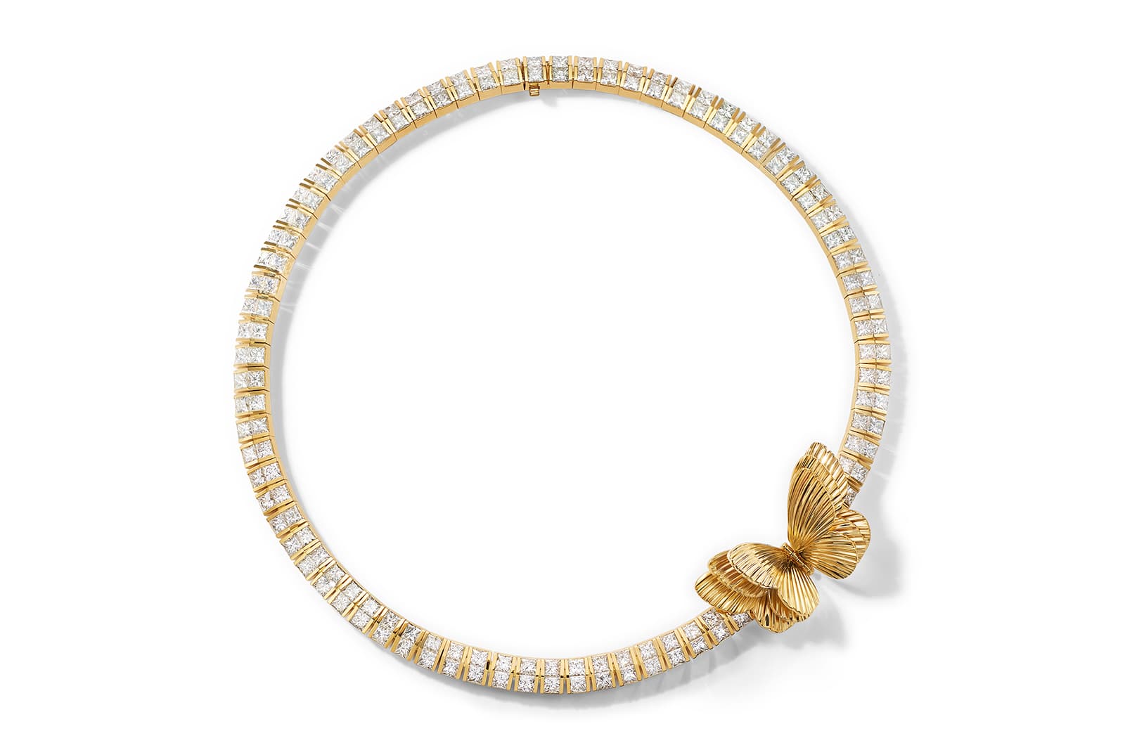  Tiffany&Co. 'Butterfly' necklace from the 2019 'Blue Book' collection with diamonds in 18k yellow gold