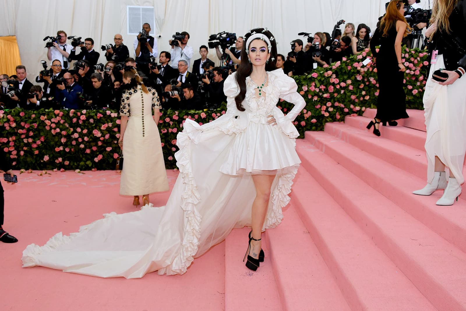 Lily Collins wearing Cartier 'High Magnitude' jewellery suite