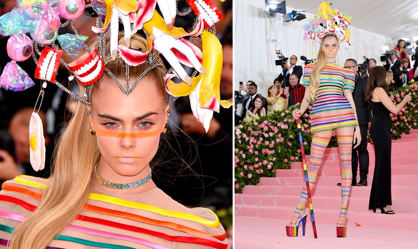  Cara Delevigne wearing choker by Maxior with multi-coloured sapphires