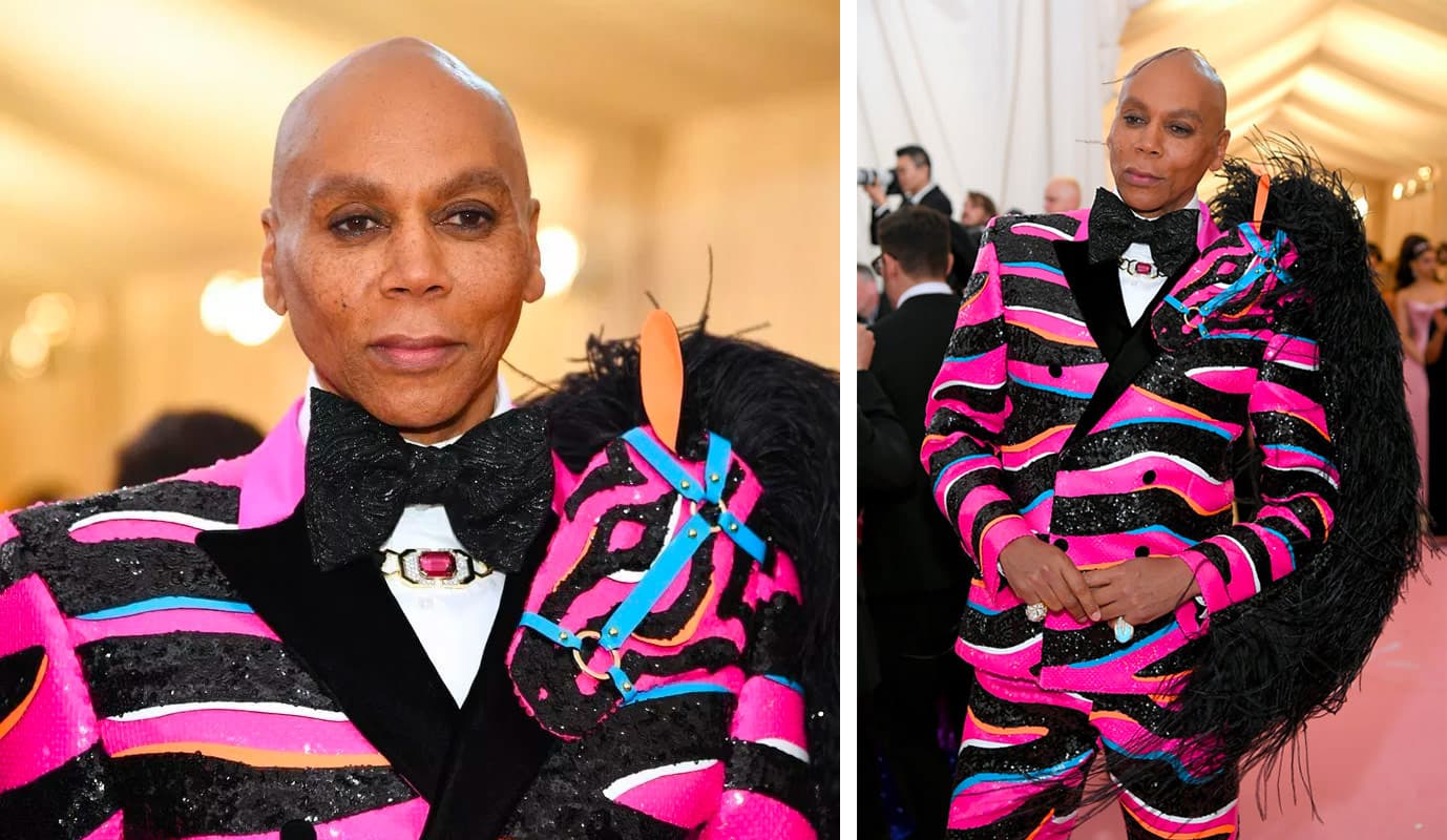  Ru Paul Charles wearing David Webb rubellite necklace with rubellites, diamonds, black enamel, hammered gold and platinum, ‘Geodesic Dome’ ring with diamond, gold and platinum, and ‘Tallon’ ring with cabochon turquoise and diamonds in gold and platinum