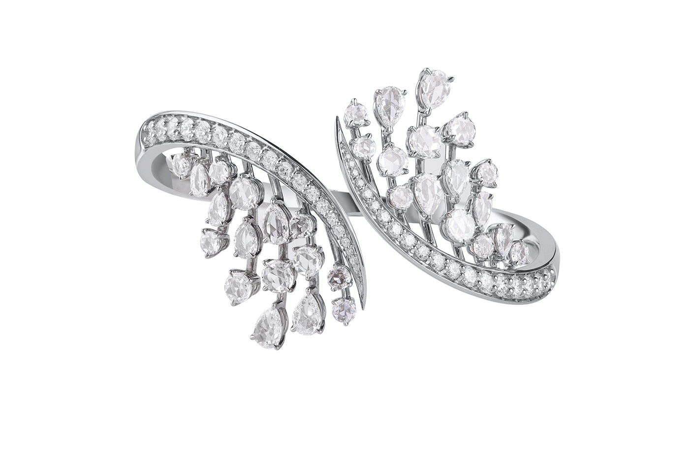 Harakh 'Cascade' bangle with diamonds in white gold