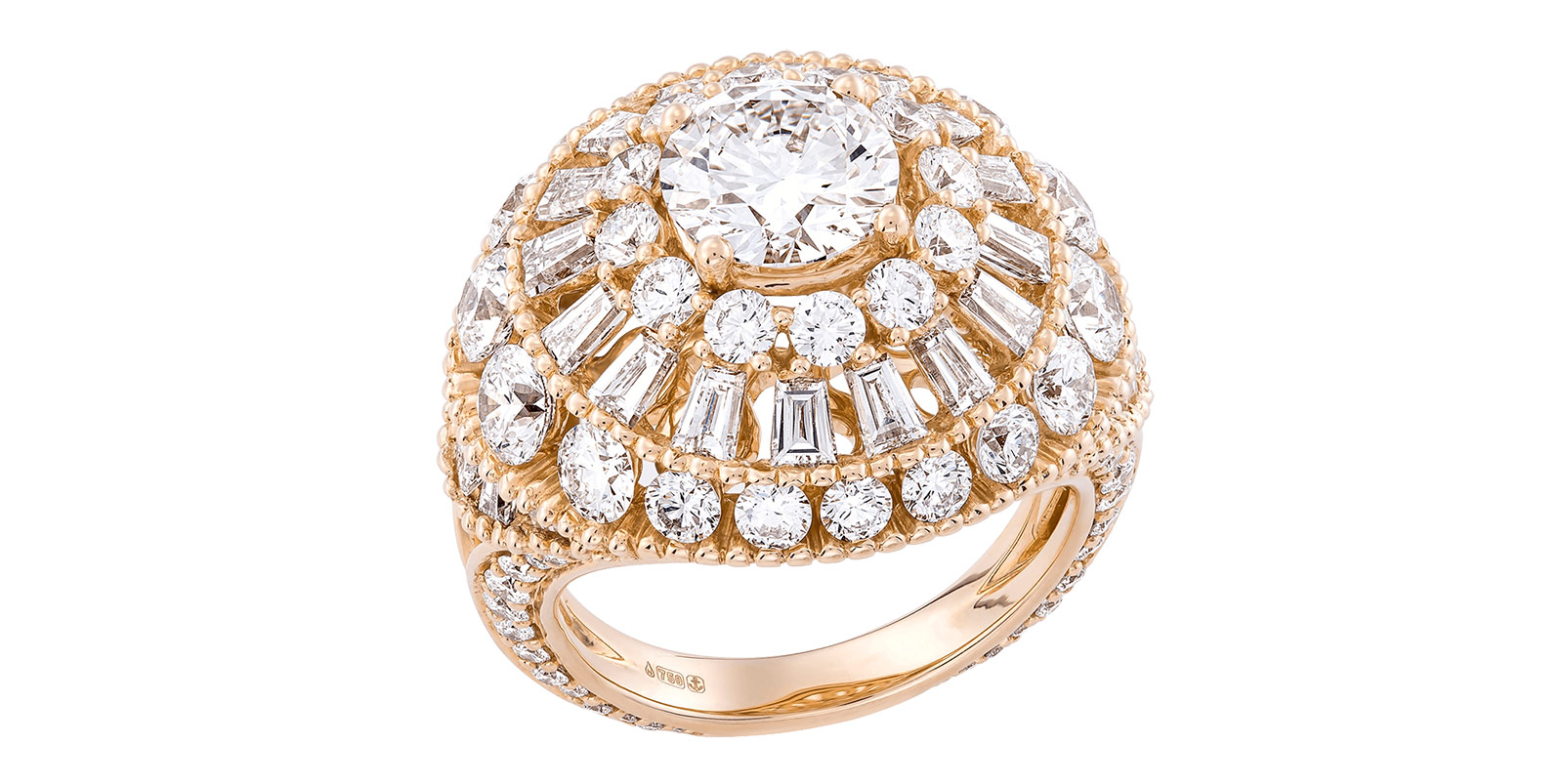 Harakh 'Grand Sunlight' ring with diamonds in yellow gold