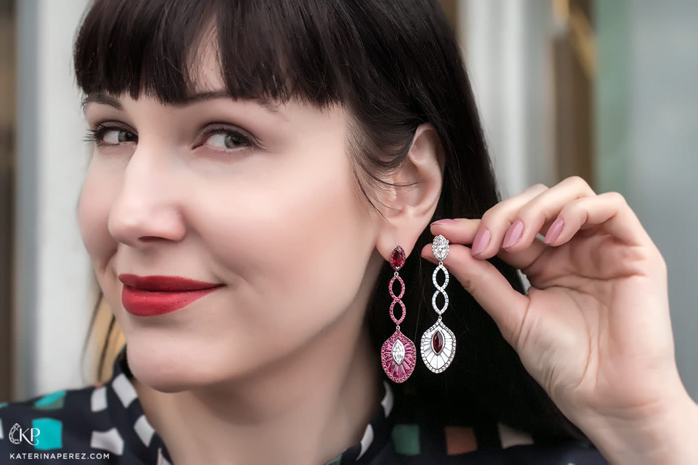 AVAKIAN high jewellery toi&moi earrings with custom cut buff top rubies, mother of pearl and accenting diamonds