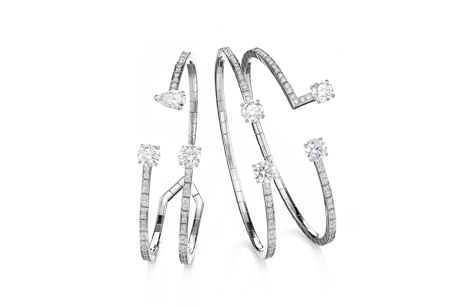  Maison Tabbah 'Modernist' bracelets from 'New Looks' collection with diamonds in gold
