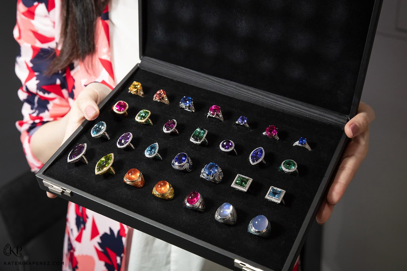 A selection of Henn of London's precious gemstone rings