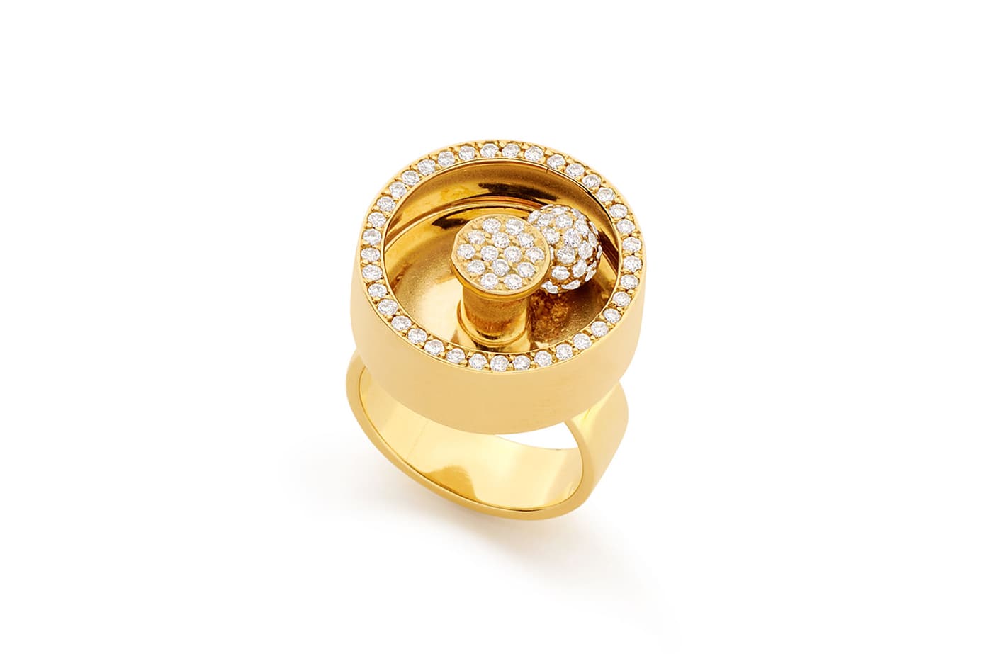  Yael Sonia 'Perpetual Motion' collection 'Spinning' ring with diamonds in yellow gold