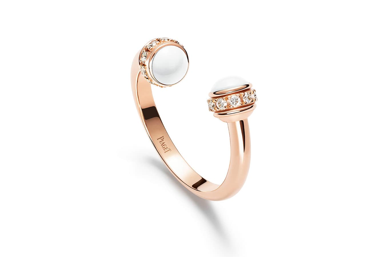  Piaget 'Possession' collection ring with diamonds and white chalcedony in rose gold