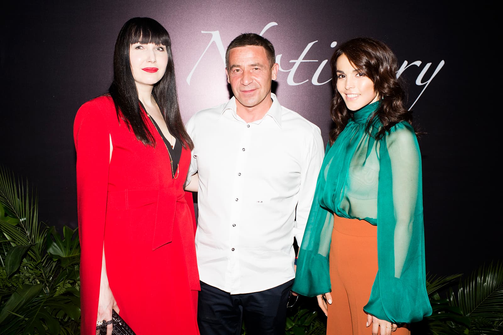 Katerina Perez with Notivory co-founder Maxim Knyazev and singer Sati Kazanova, Notivory’s brand ambassador
