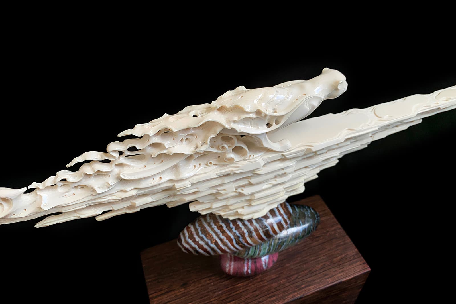  Notivory 'The Transience of Time' sculpture in mammoth tusk