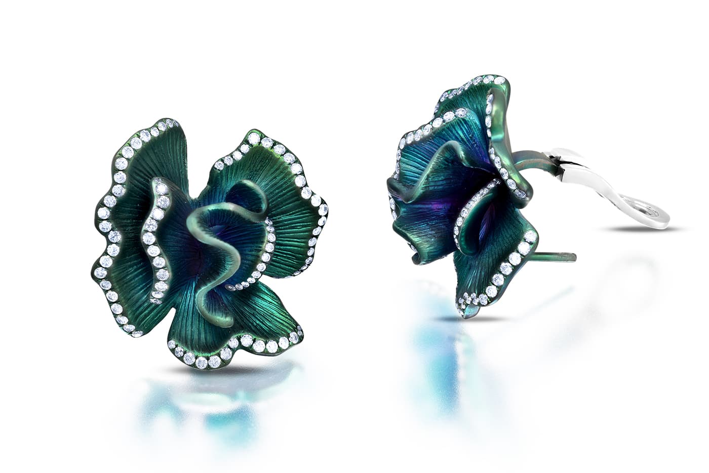 Graziela Gems 'Titanium' collection earrings with diamonds in titanium and white gold