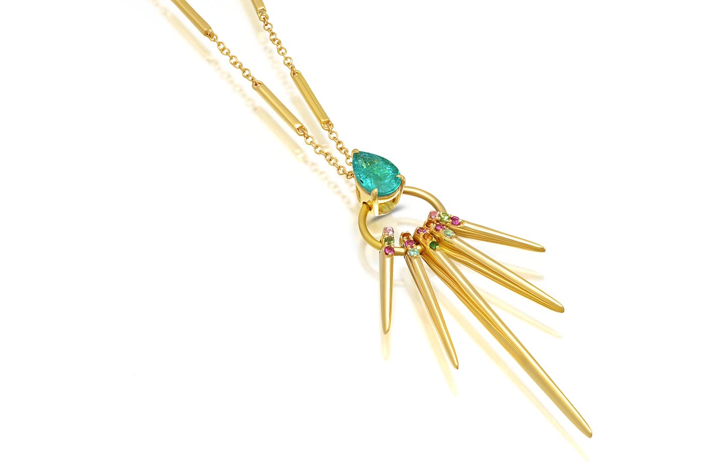  Graziela Gems 'Graziela Tourmaline' collection necklace with Graziela tourmaline, sapphires, amethyst, citrine and tsavorites in yellow gold