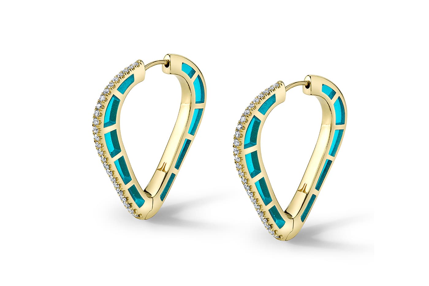  2nd Runner up: Andy Lif earrings with diamonds and enamel in yellow gold