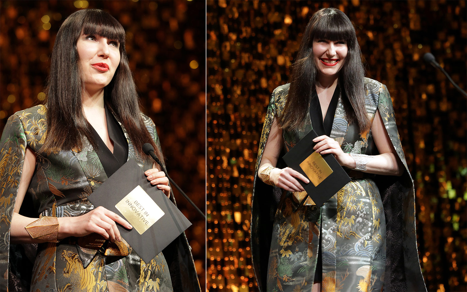 Katerina Perez вручает награду за Инновации в кафф-браслетах от Mike Joseph