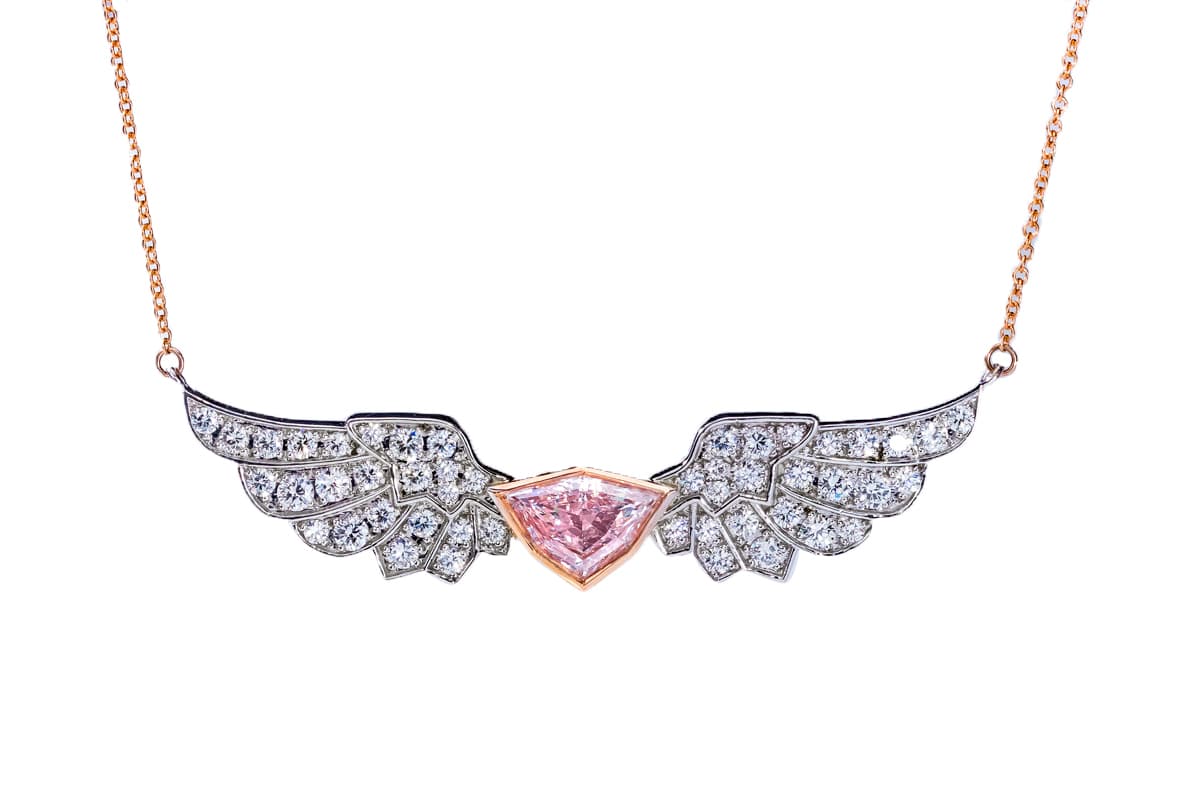  1st Runner up: Gem platinum pendant with pink and colourless diamonds in rose and white gold 