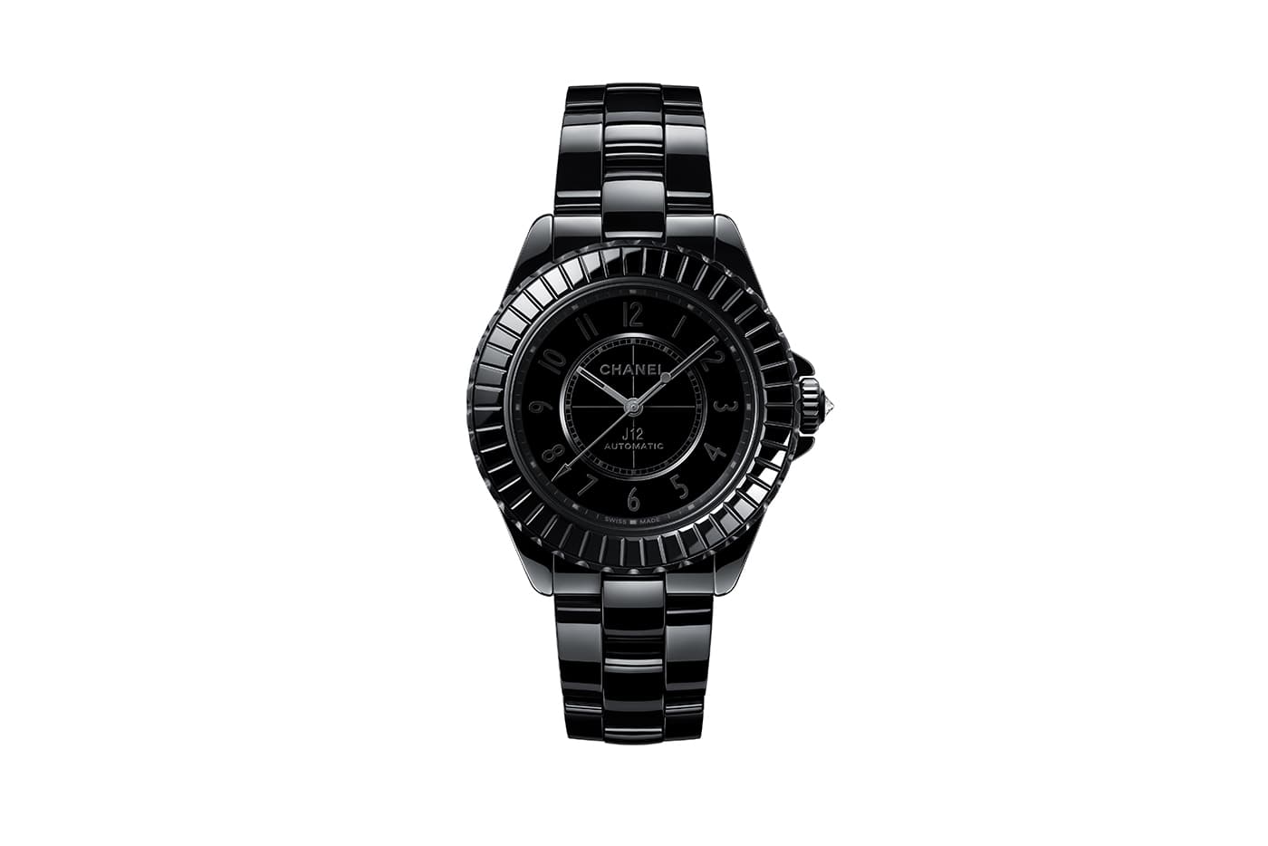 Chanel 'J12' collection 'Édition Noire' watch with diamond in ceramic and steel