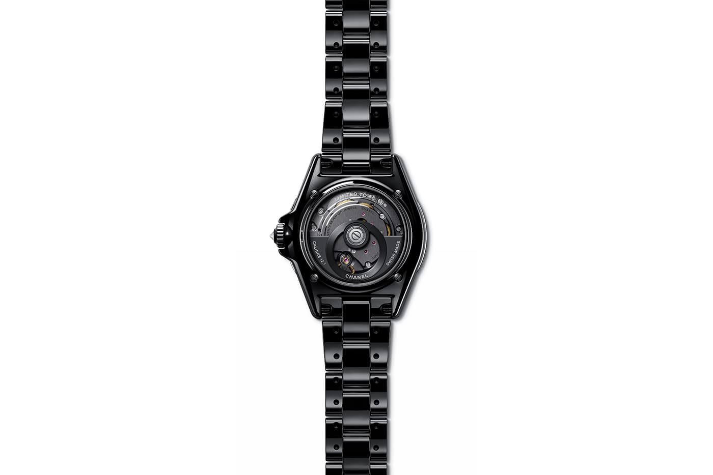  Chanel 'J12' collection 'Édition Noire' watch with diamond in ceramic and steel