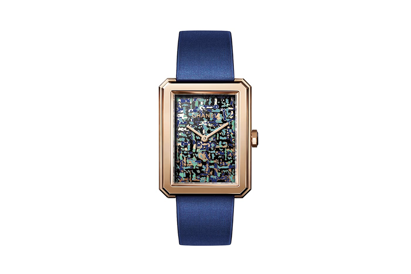  Chanel ‘Boyfriend’ collection 'Tweed Art' watch with Grand Feu enamel and onyx in 18k beige gold