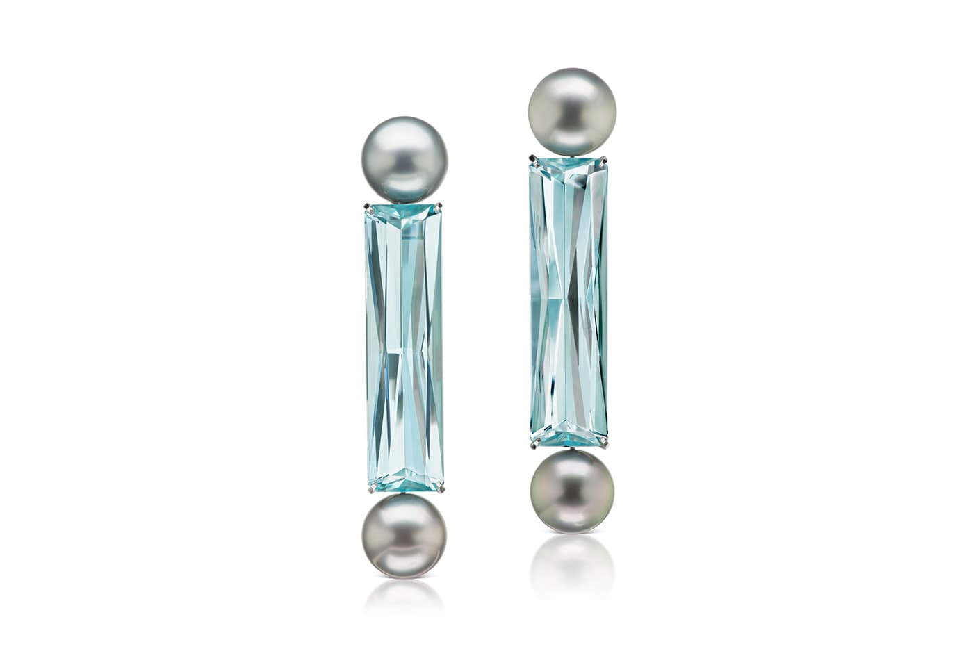  Assael earrings with aquamarine and Tahitian pearls