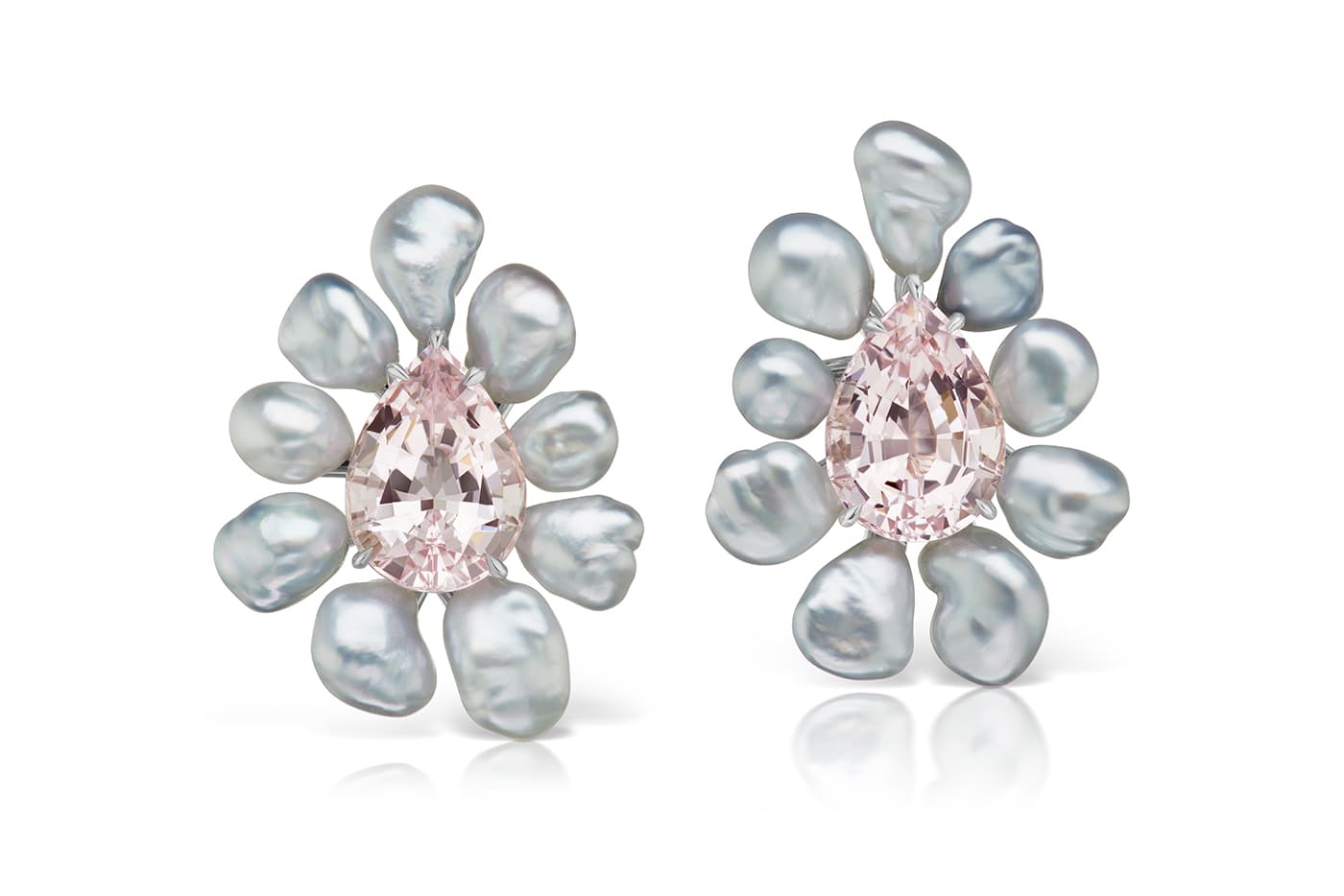  Assael earrings with morganite and keshi pearls