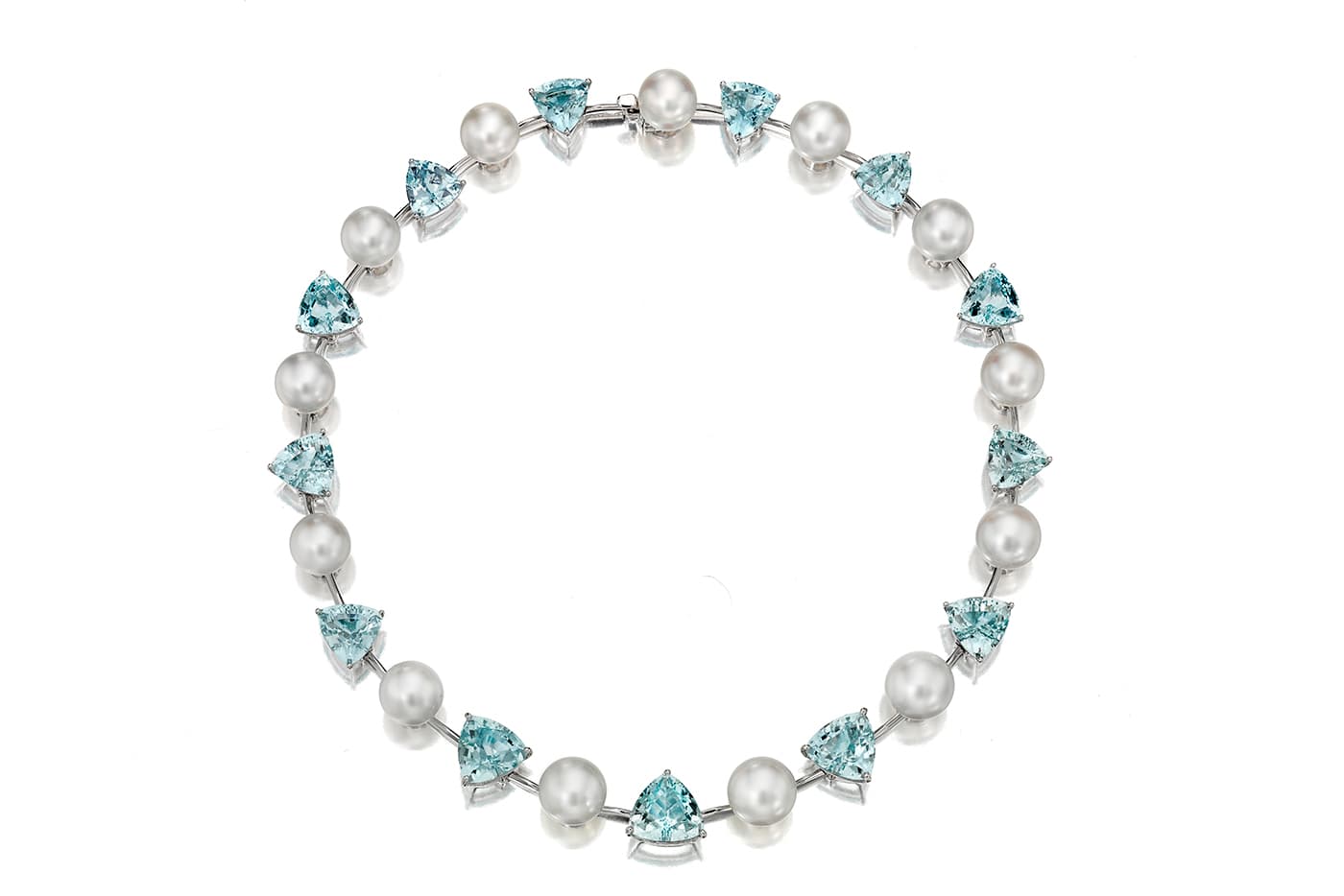  Assael necklace with aquamarines and South Sea pearls