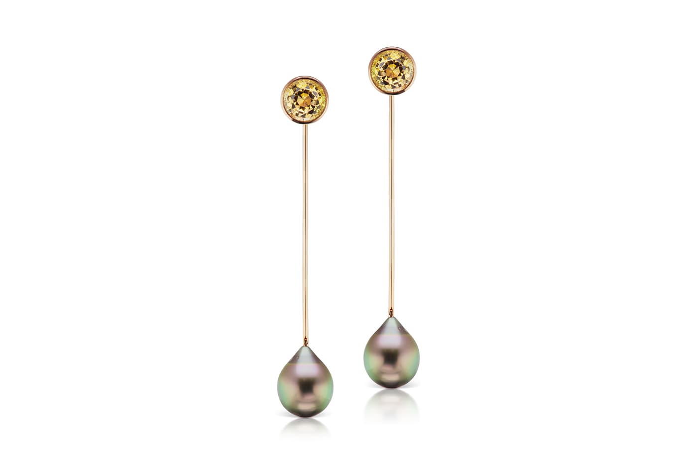  Assael earrings with yellow tourmaline and Tahitian pearl in 18k yellow gold