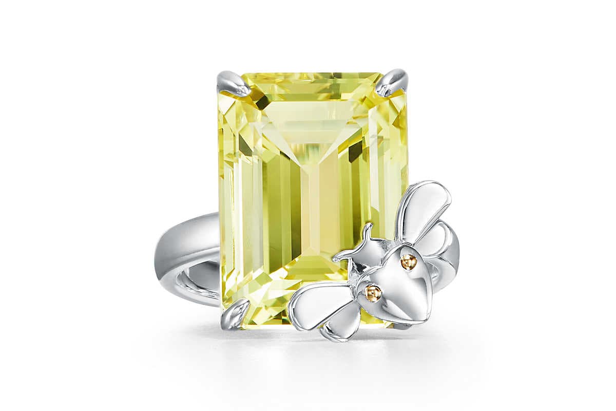 Tiffany&Co. 'Return to Tiffany Love Bugs' collection ring with 14ct quartz in rose and white gold and silver 
