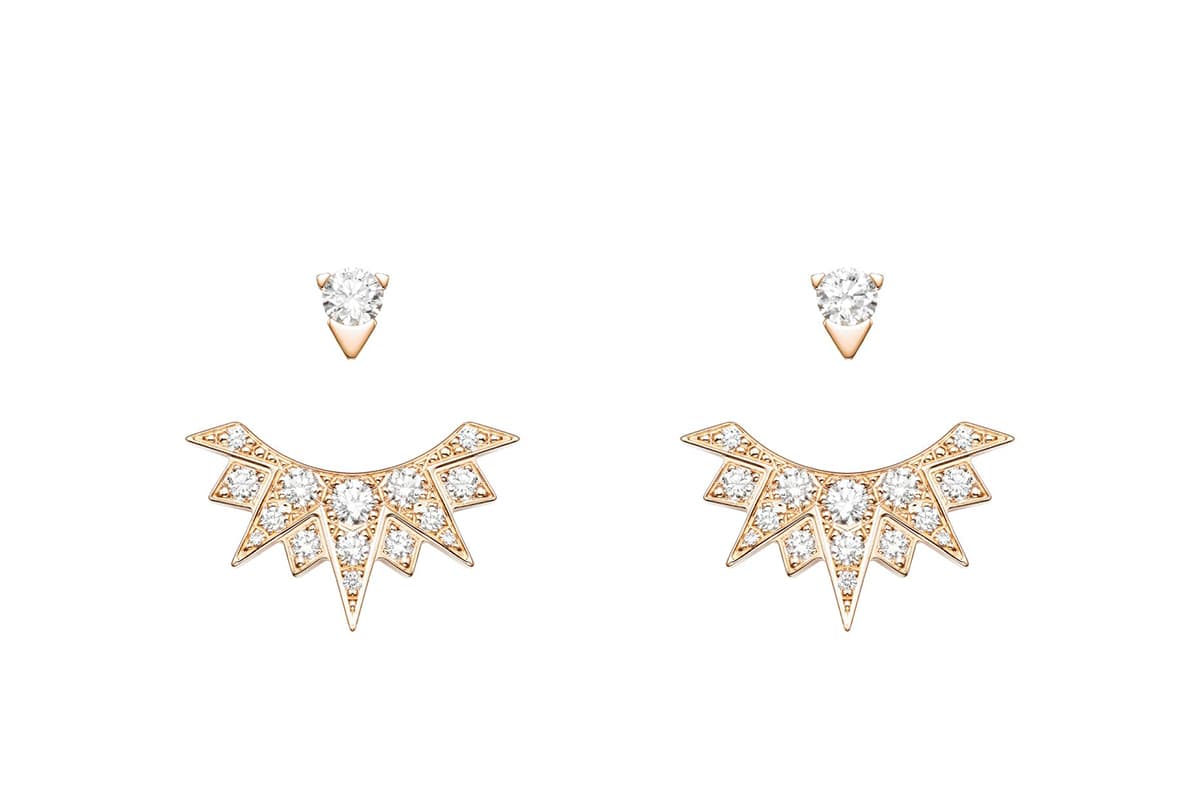  Piaget 'Sunlight' collection fan earrings with diamonds in yellow gold