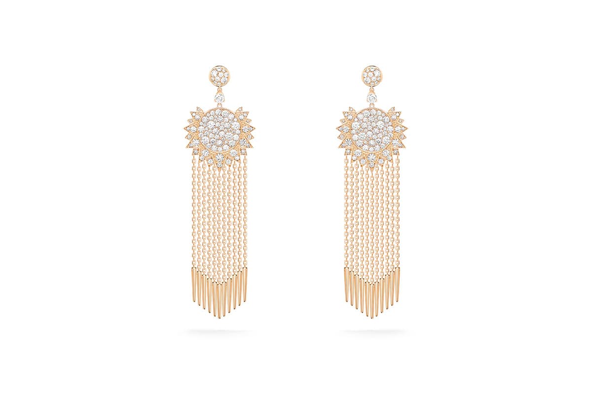  Piaget 'Sunlight' collection fringe earrings with diamonds in yellow gold