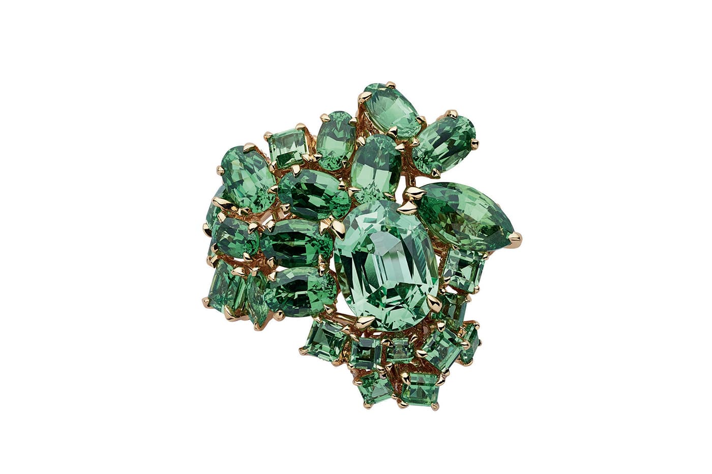  'Gem Dior' ring with tsavorites in yellow gold