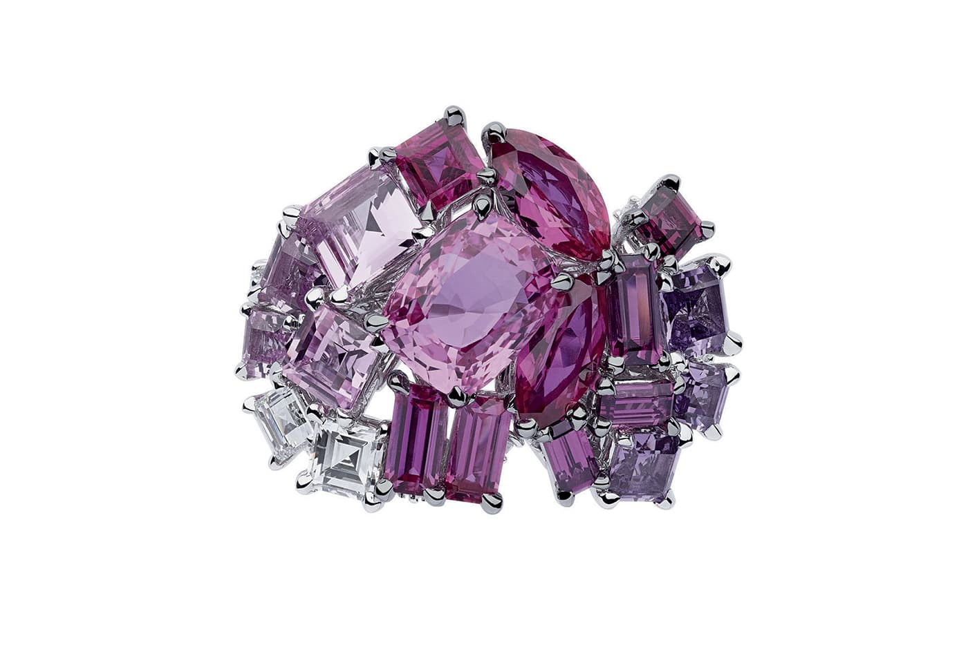  'Gem Dior' ring with sapphires and diamonds and in white gold