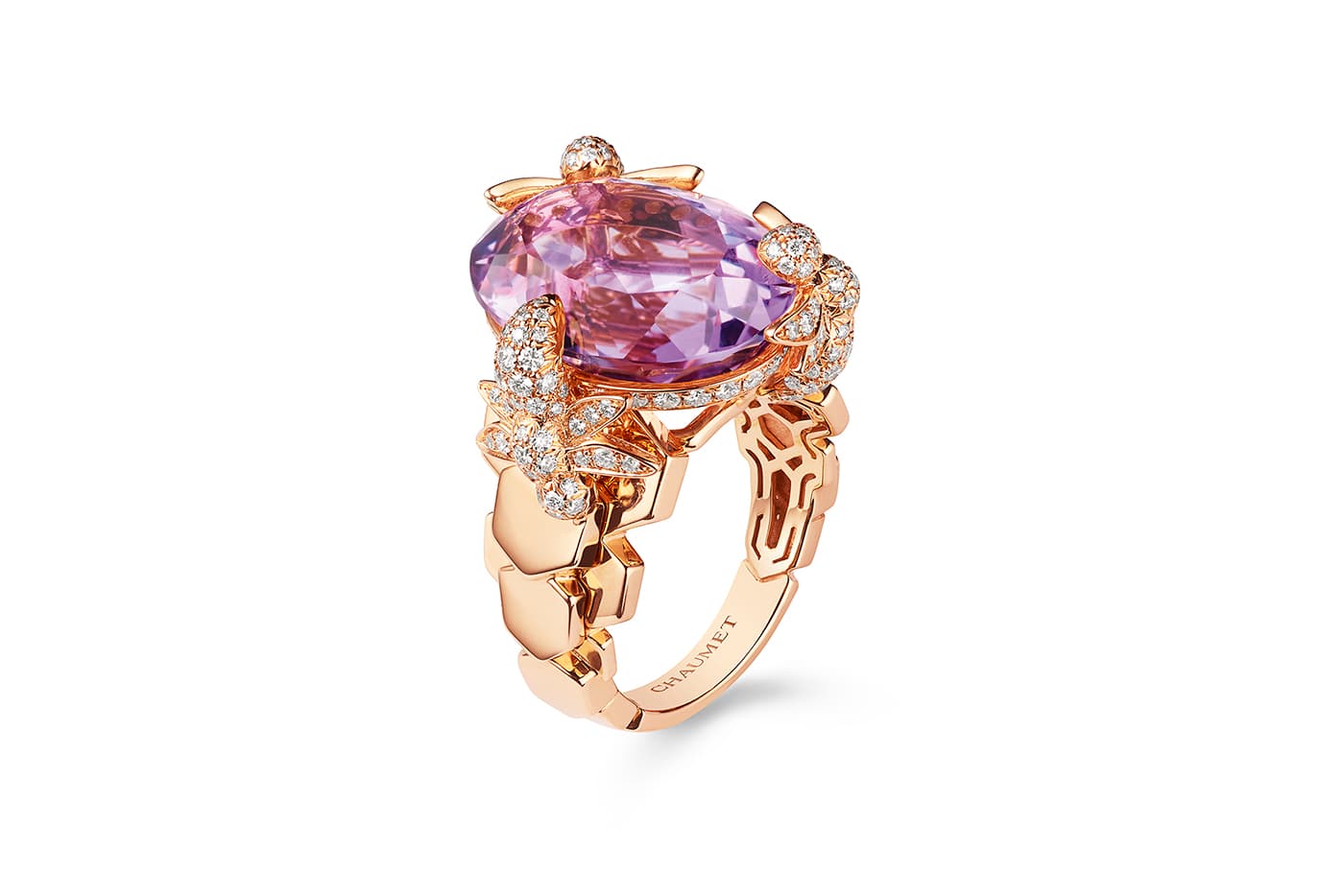  Chaumet 'Bee My Love' ring with amethyst and diamonds in rose gold