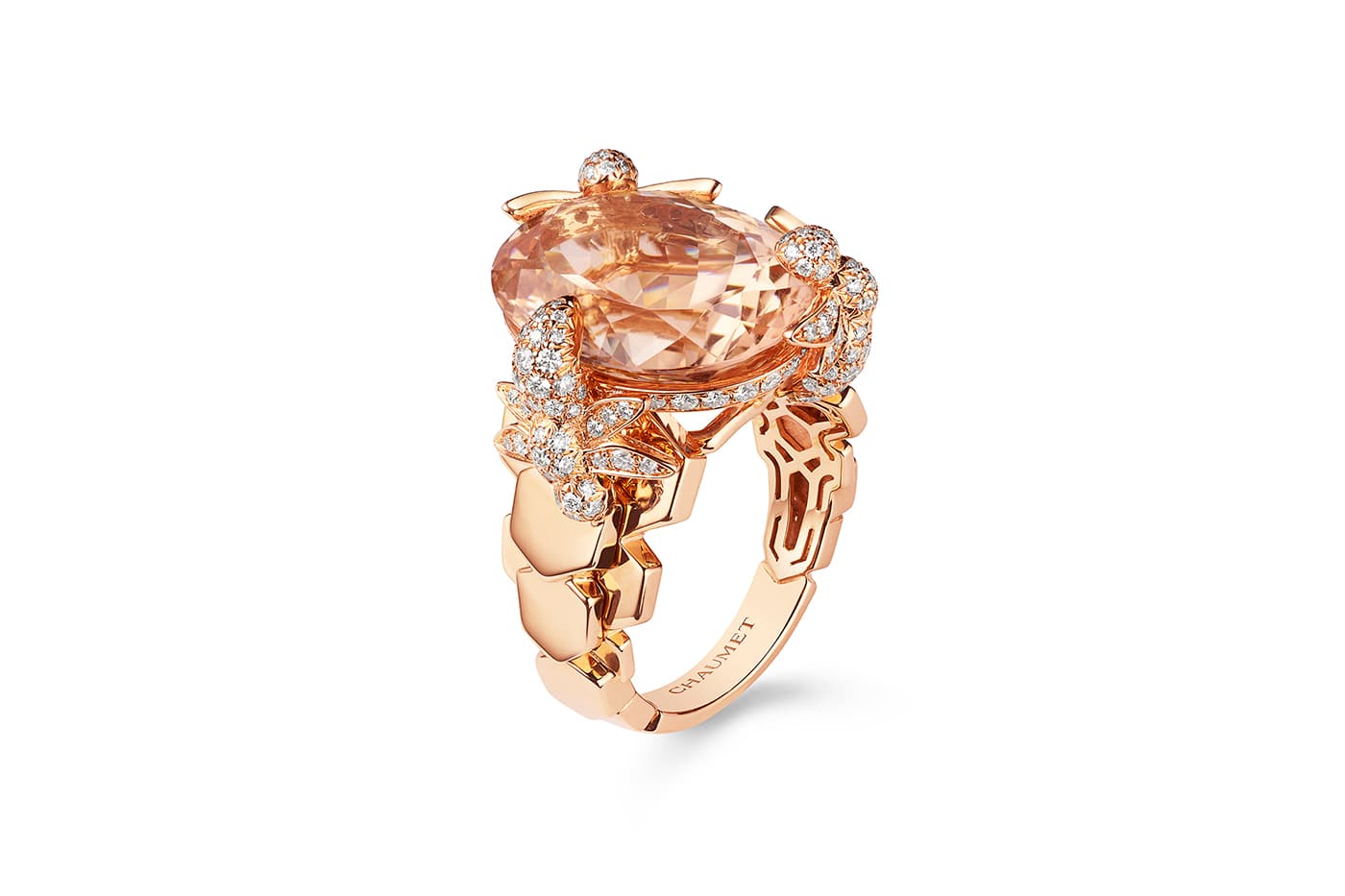  Chaumet 'Bee My Love' ring with morganite and diamonds in rose gold