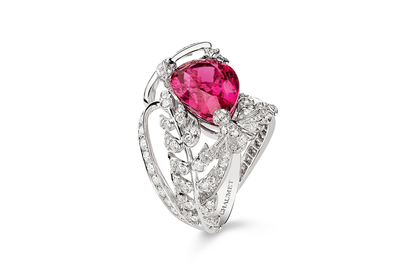  Chaumet 'Bee My Love' ring with rubellite and diamonds in white gold