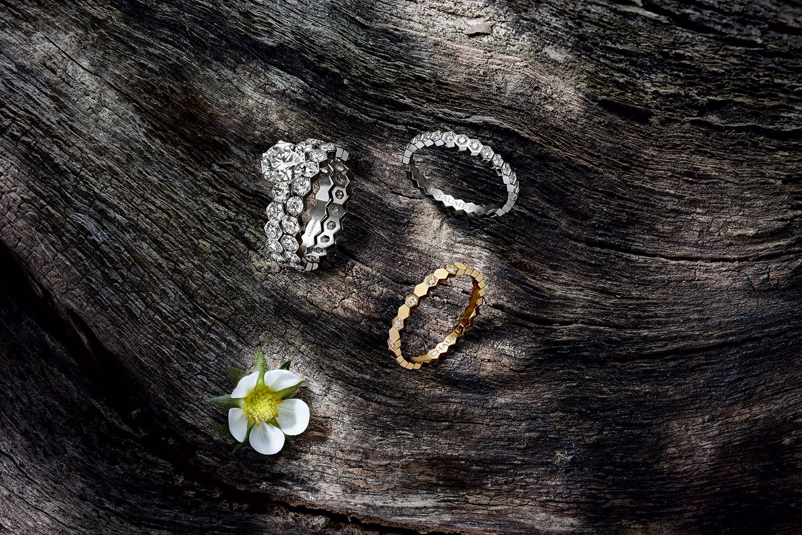  Chaumet 'Bee My Love' rings  with diamonds in white and yellow gold