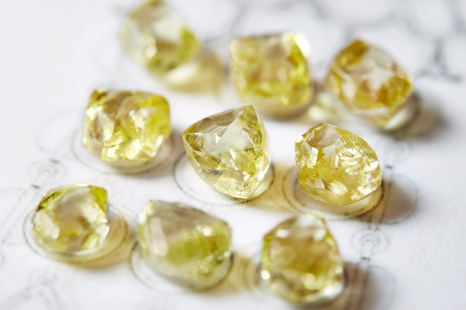  Yellow fancy coloured diamonds from De Beers 'Portraits of Nature' collection
