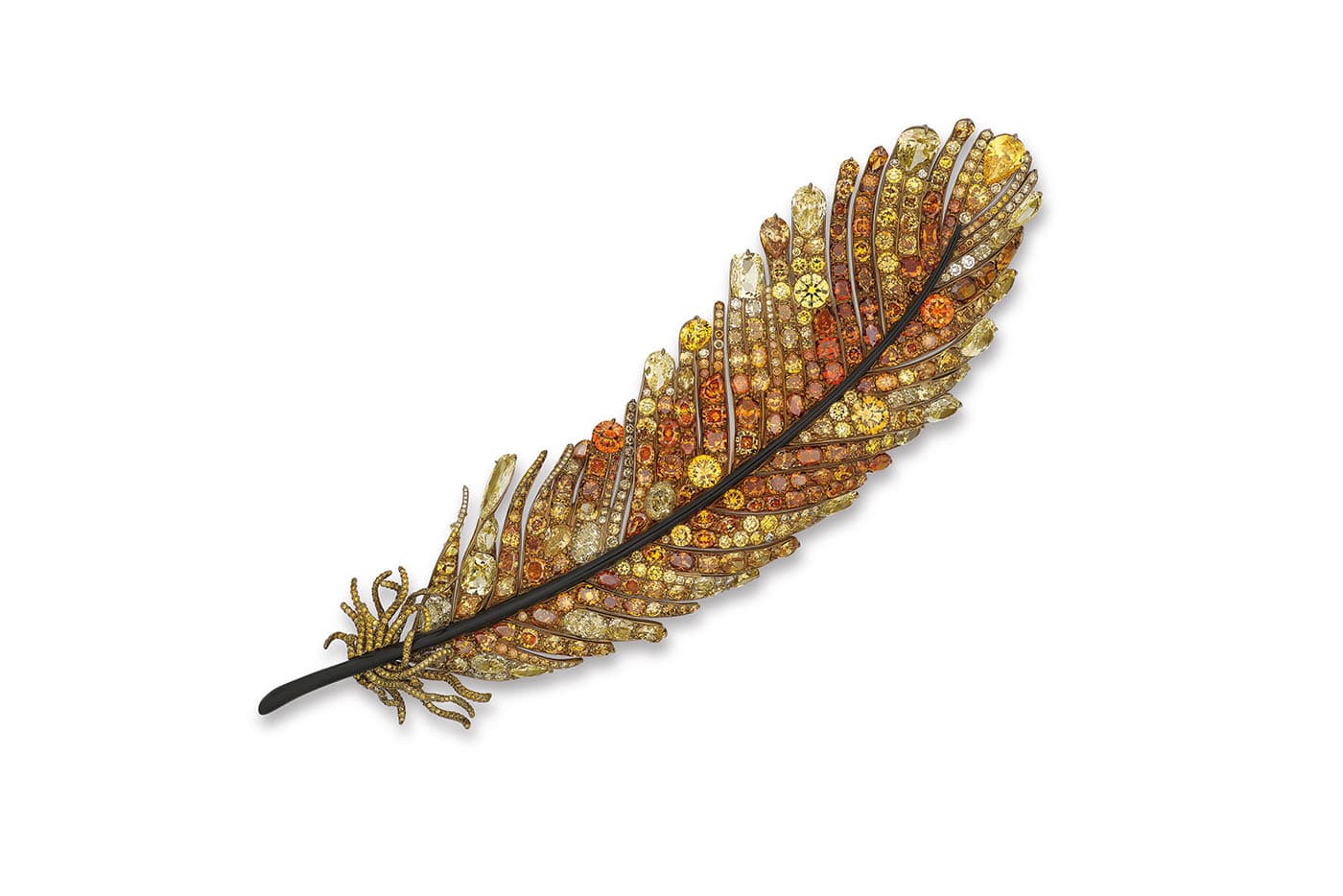  Cindy Chao The Art Jewel 2017 Black Label Masterpiece brooch with 90ct of fancy yellow and orange diamonds 