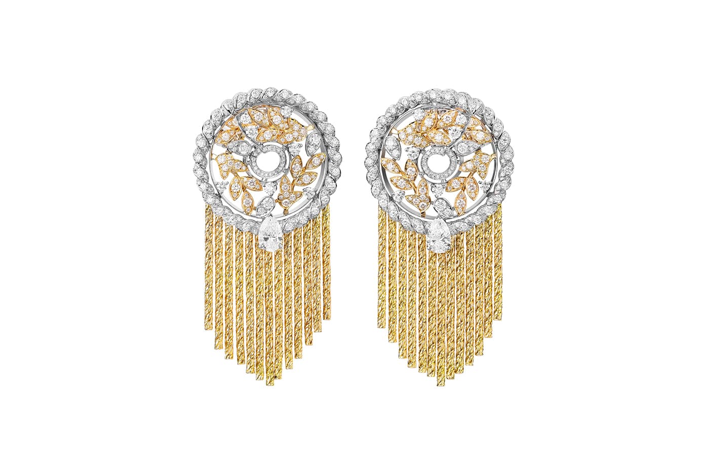  Chanel 'Le Paris Russe de Chanel' collection 'Blé Gabrielle' earrings with diamonds in white and yellow gold