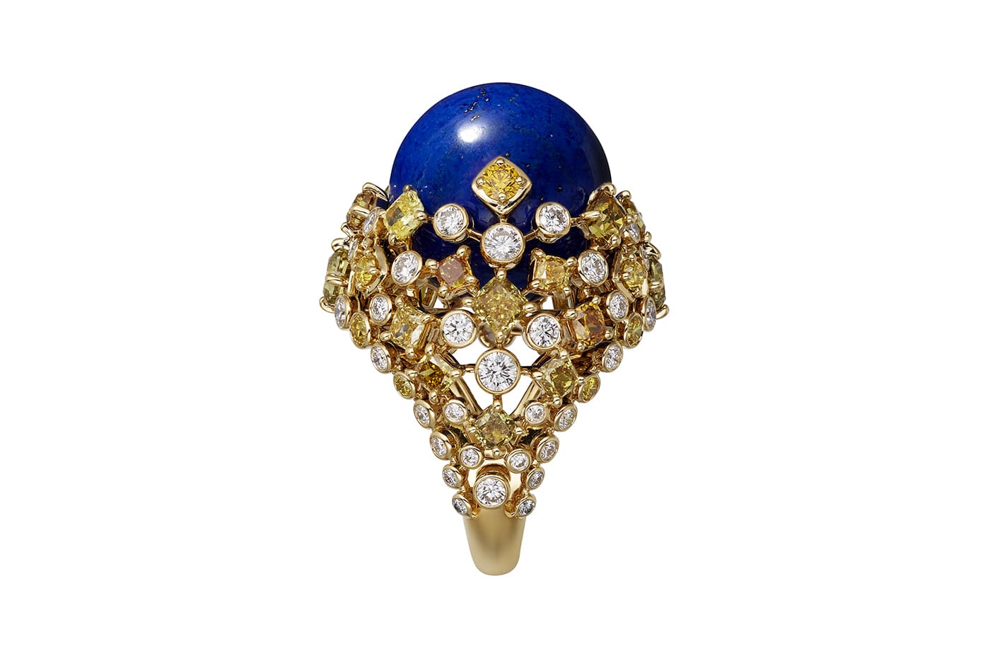  Cartier 'Equinoxe' ring with lapis lazuli, sapphires and yellow and colourless diamonds in yellow gold