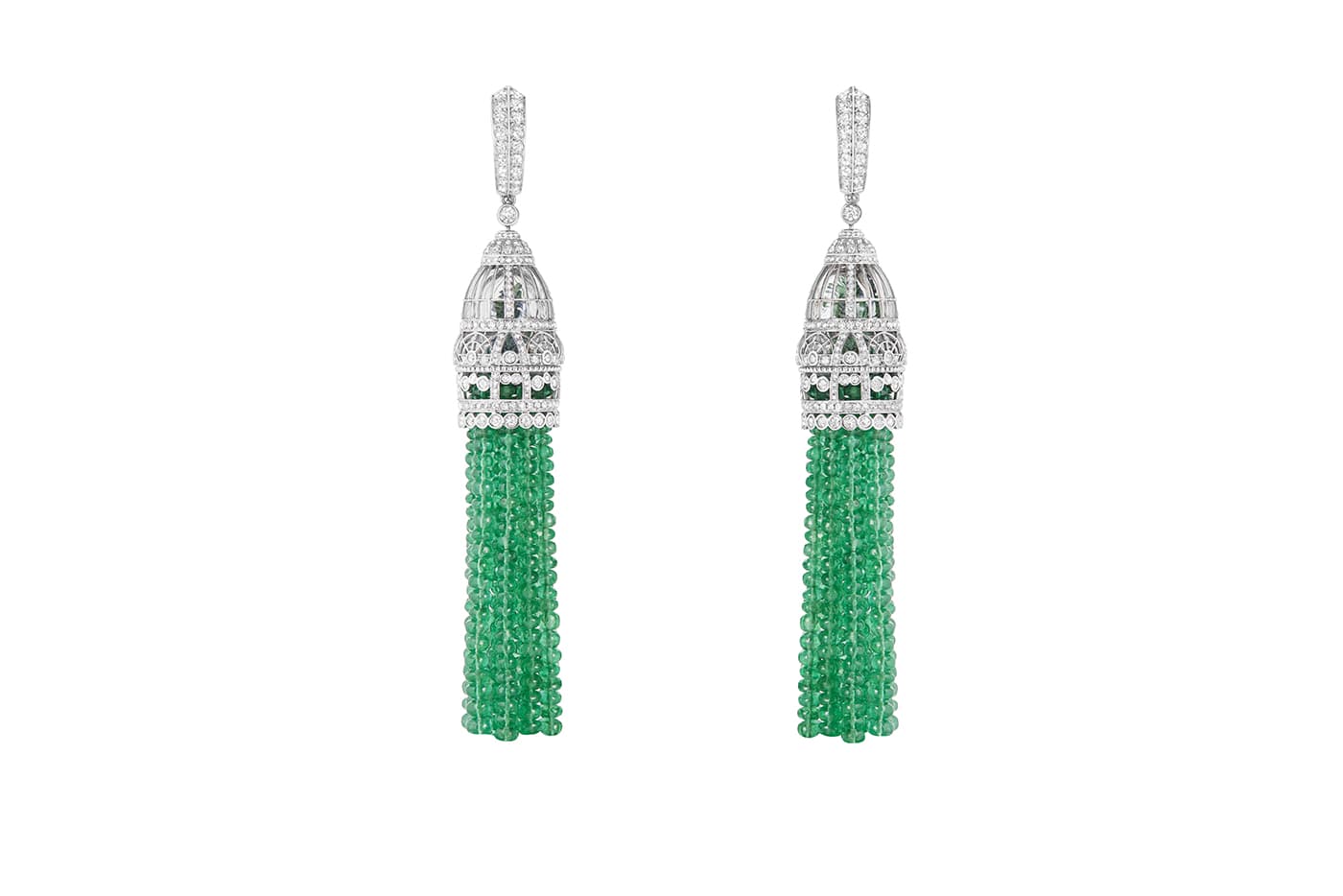  Boucheron ‘Paris Vu Du 26’ collection ‘Verriere’ earrings with emeralds and diamonds in white gold